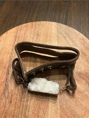 ✨UNIQUE!! **Boho Leather & Druzy-Style Crystal Wrap Bracelet** ✨